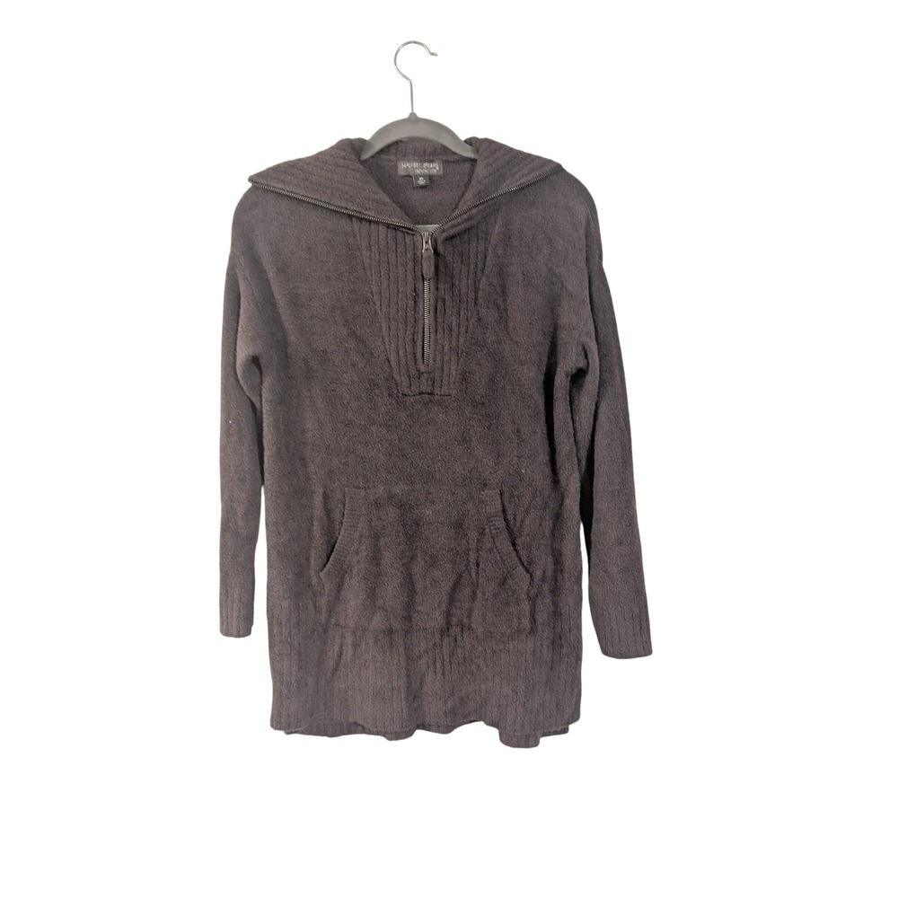 Barefoot Dreams Tunic Sweater Womens XS Carbon CozyChic Lite Quarter Zip Pocket